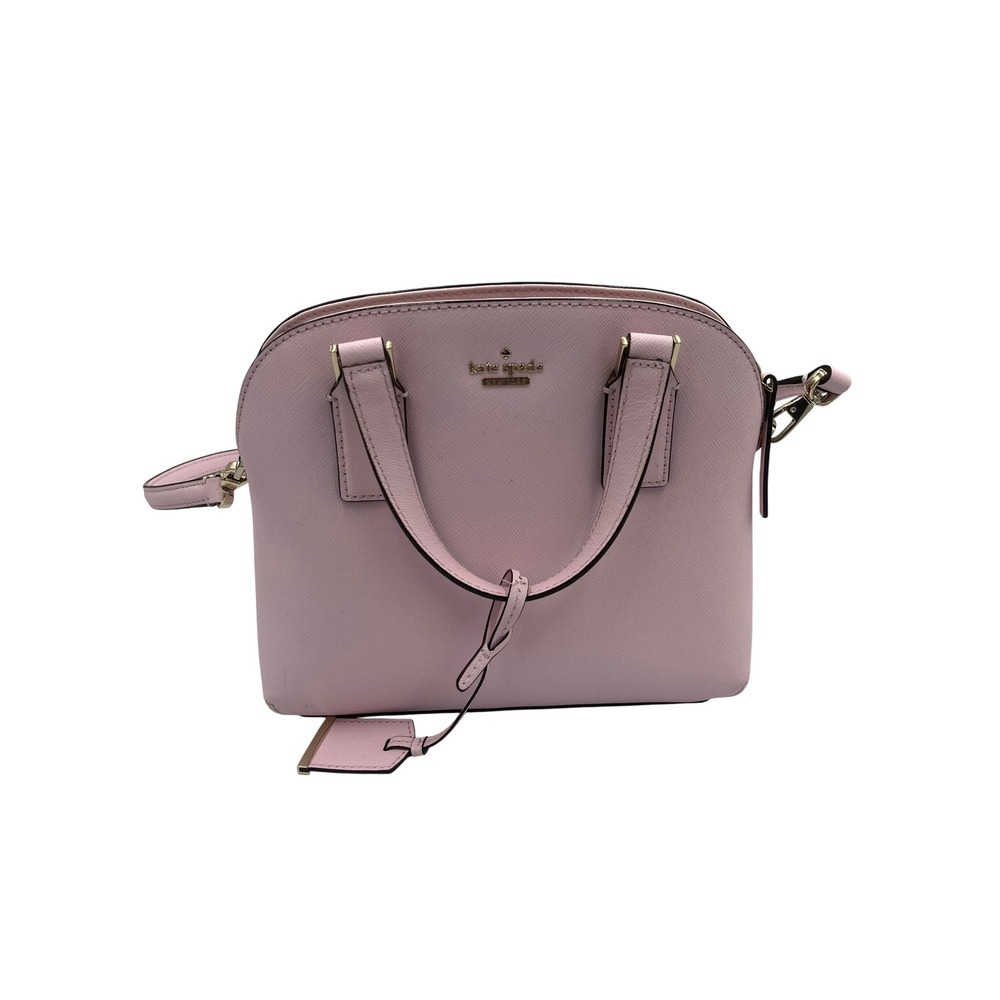 Kate Spade New York Pink Saffiano Leather Dome Satchel Crossbody Bag Gold Hardwr